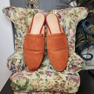 Halogen Burnt Orange Mules with Minimalist Suede Design